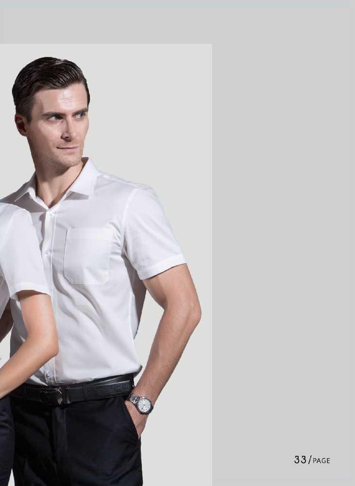 本白色斜纹男女短袖衬衫