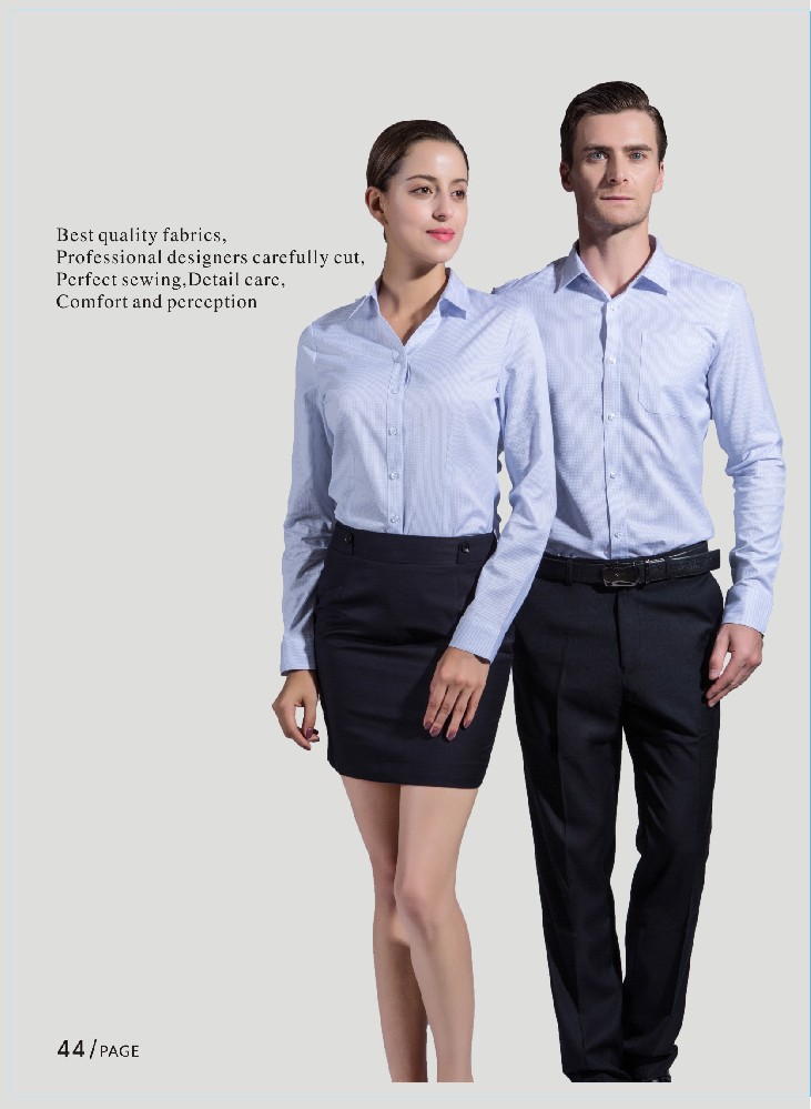 蓝色竖纹男女款长袖衬衫