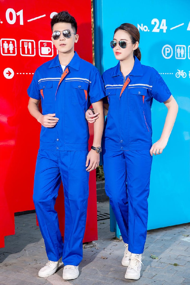 夏季短袖涤棉工作服夹克衫厂服员工服