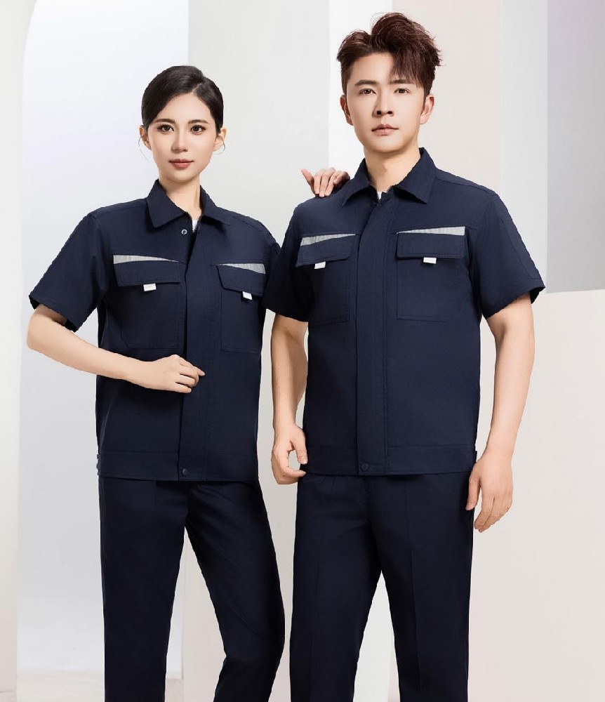 夏季短袖夹克衫涤棉工作服