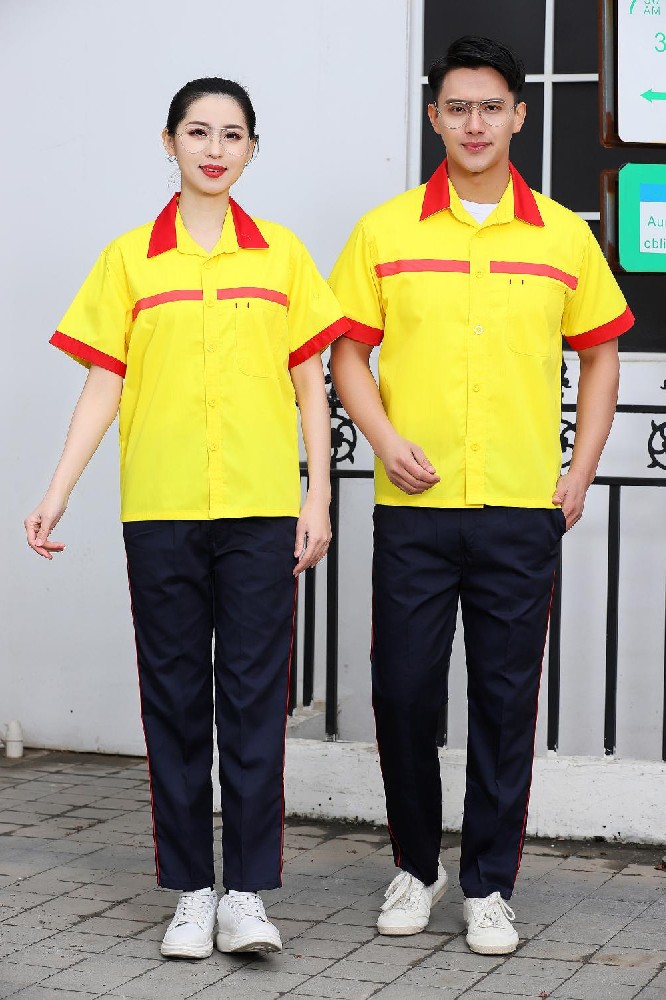 短袖夏季防静电涤棉工作服工装厂服夹克衫