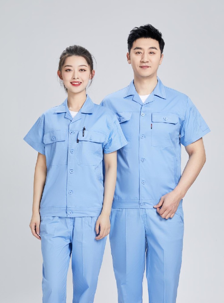 全棉夏天短袖工作服夹克衫